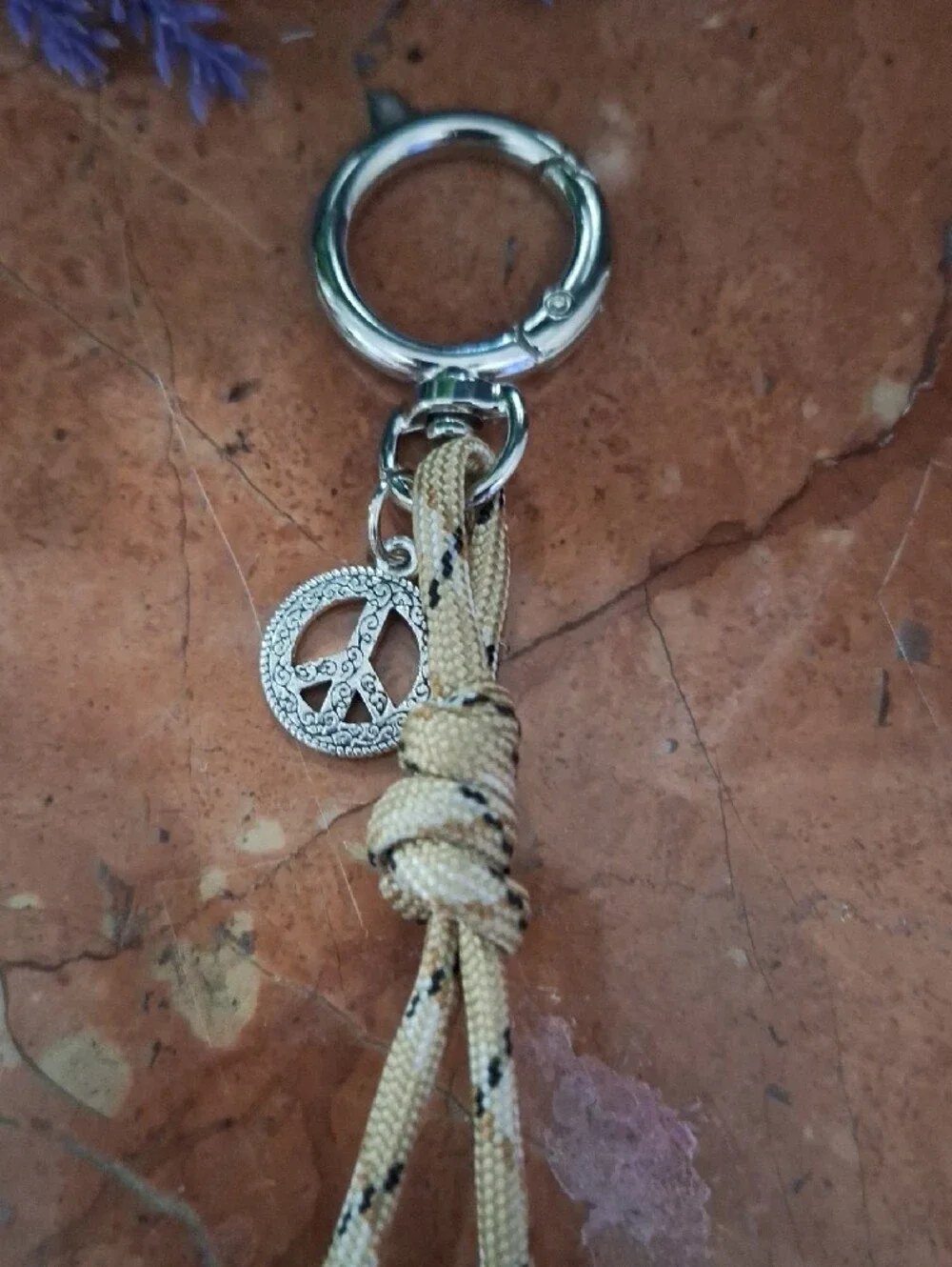 Beaded Tassel Keychain Bag Charm - Amber, Brown & Cream